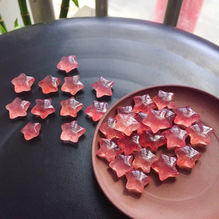 天然草莓晶小星星吊坠DIY手链锁骨链女款送礼物 招桃花旺人缘