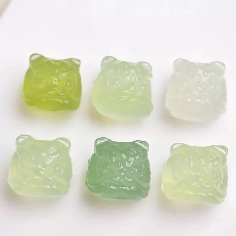 天然岫玉醒狮吊坠diy配件手链串珠配饰