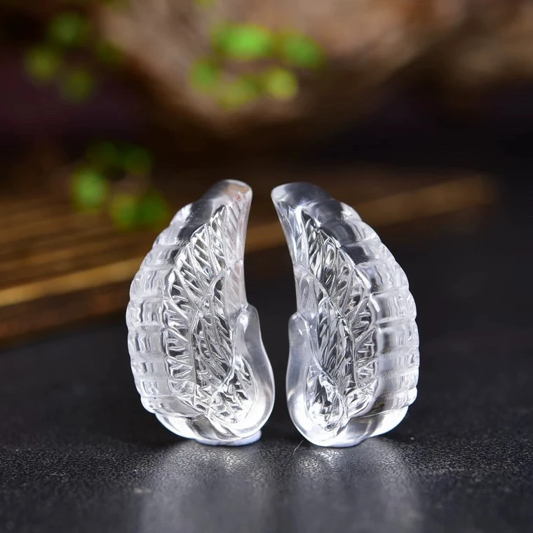 天使的翅膀天然白水晶大翅膀小众手链吊坠diy饰品配件