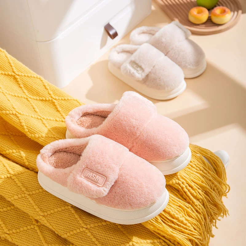 【乳胶踩不塌】冬季居家毛绒加厚棉拖鞋女情侣保暖软底毛加绒拖