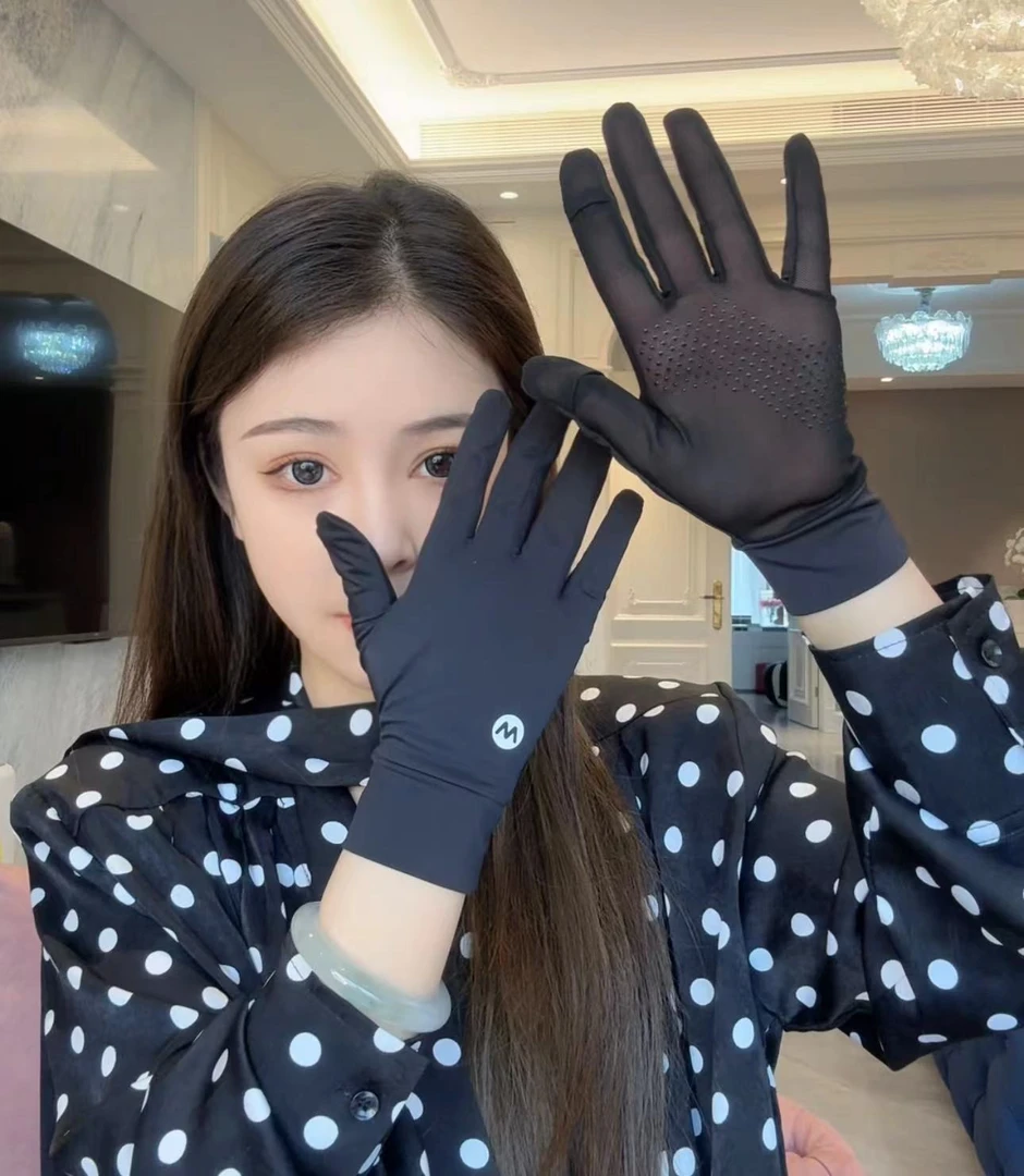 冰感防晒手套骑行防紫外线夏季冰丝薄款防滑露指触屏开车骑行