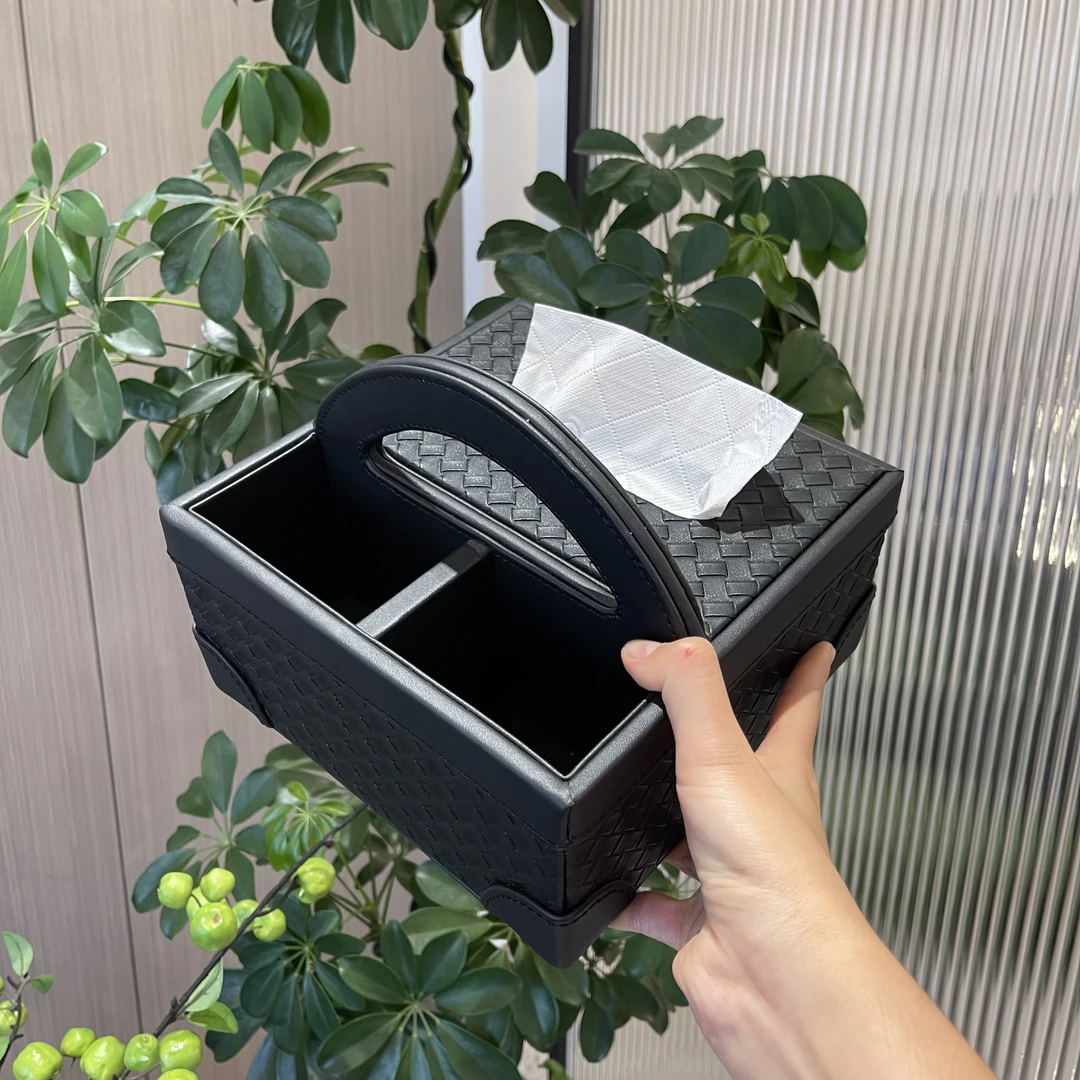 新款皮革编织遥控器抽纸手提式收纳盒家居轻奢卧室茶几餐桌摆放