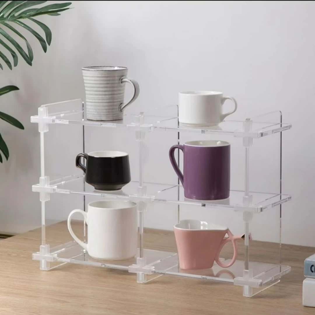 亚克力置物架高颜值化妆桌办公桌摆放收纳香水化妆杯子分层展示架