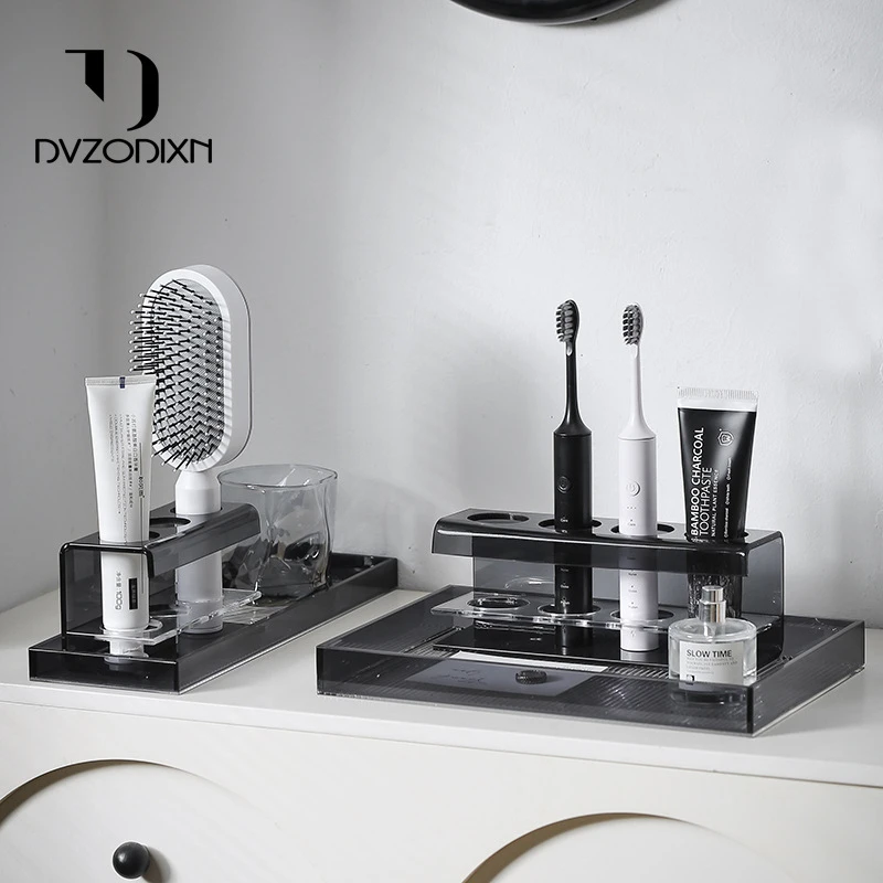 卫生间置物架浴室洗漱台亚克力漱口杯托盘电动牙刷梳子卫浴收纳