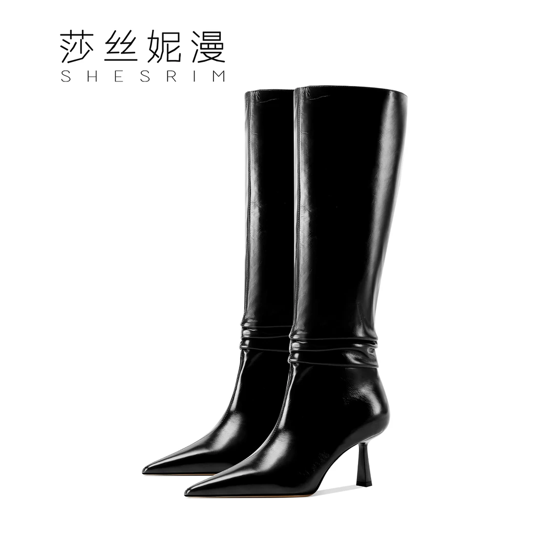 【秀场系列】尖头高跟长筒靴女细跟高靴及膝靴骑士靴冬季时尚长靴