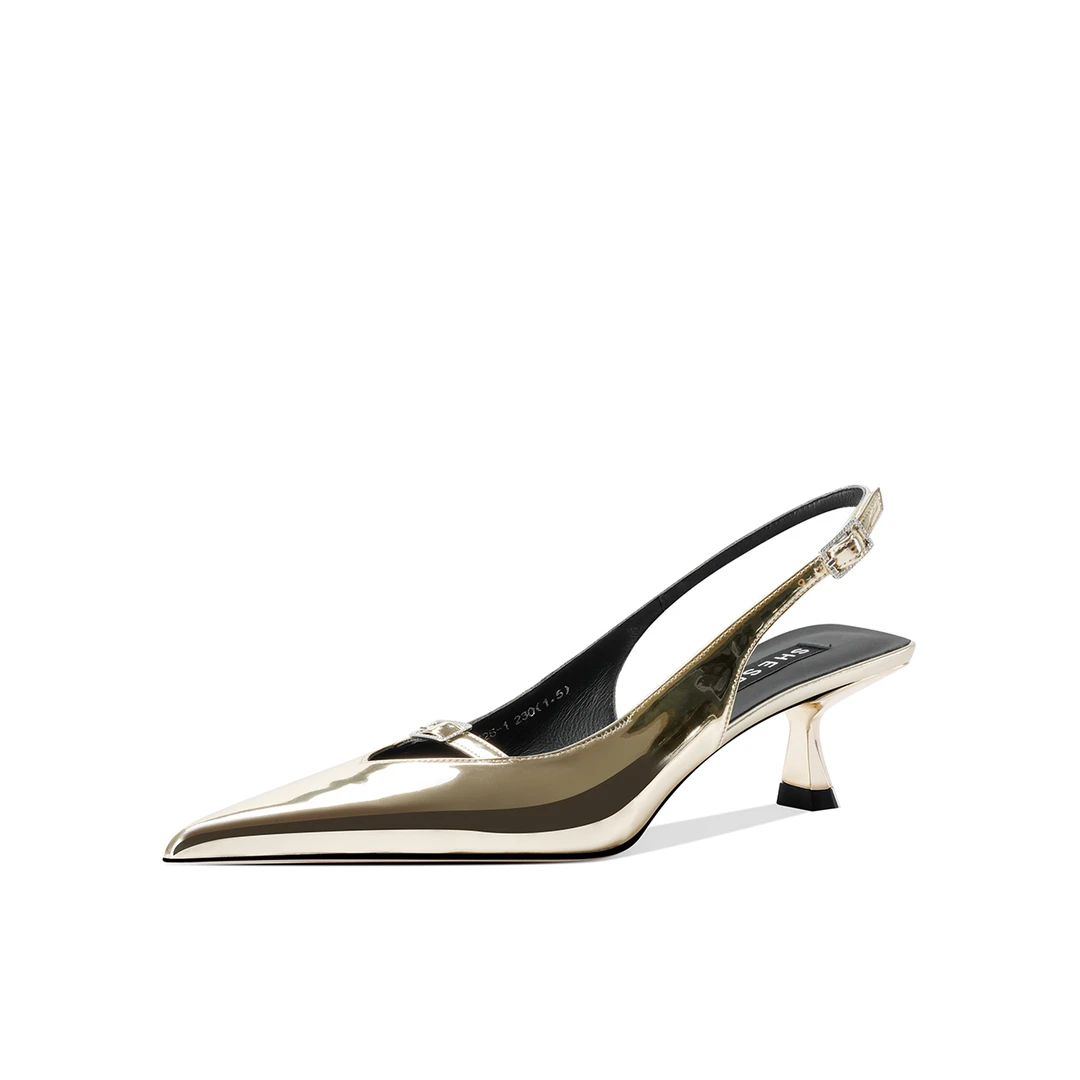 L45-浅口高跟鞋气质时尚女士黑色细跟设计师轻奢