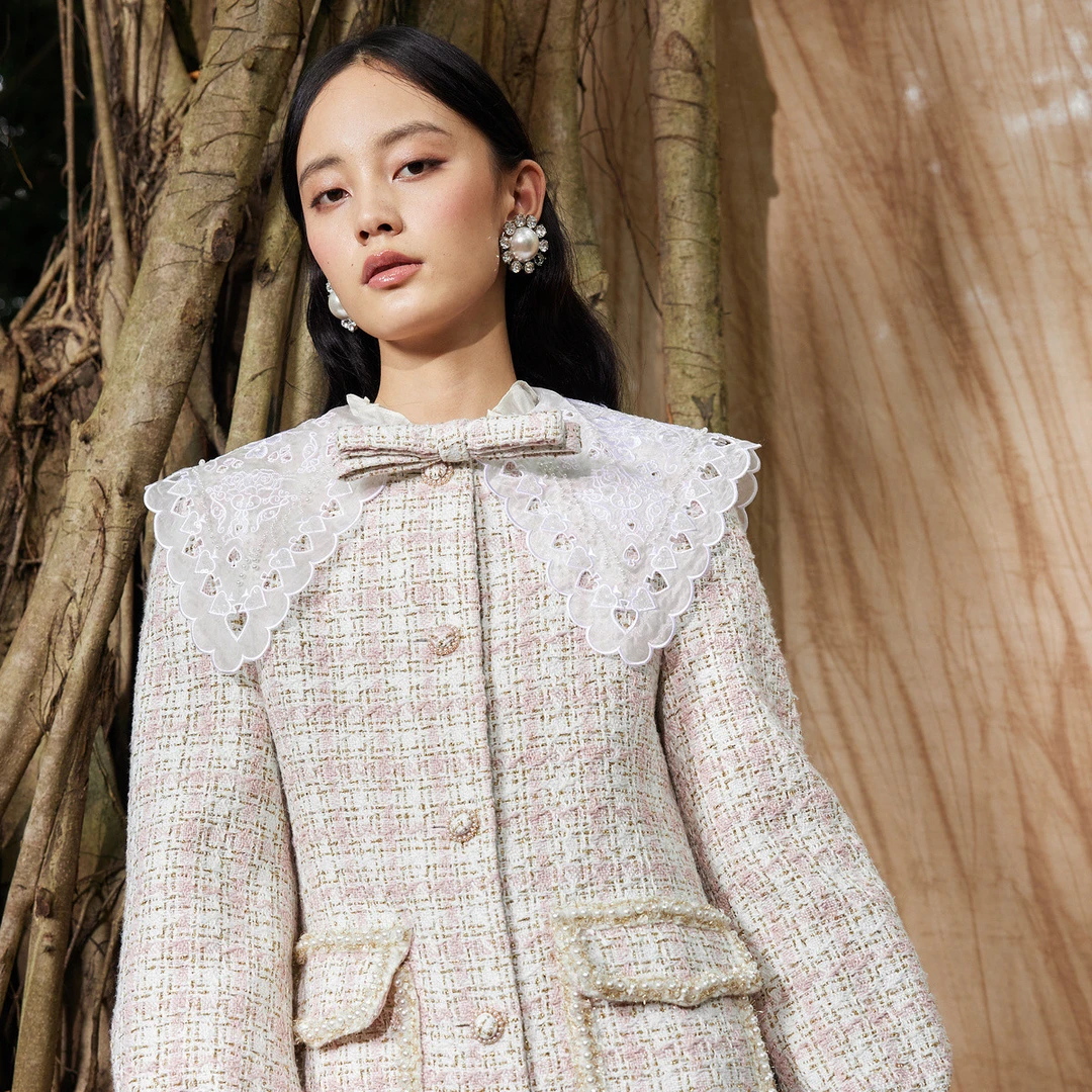 【老板娘夏天】廓形复古格纹热力感大衣长款2023冬季新款风衣女