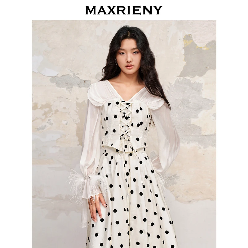 【陈大可专属】MAXRIENY显气质百搭遮肉不显身形波点上衣