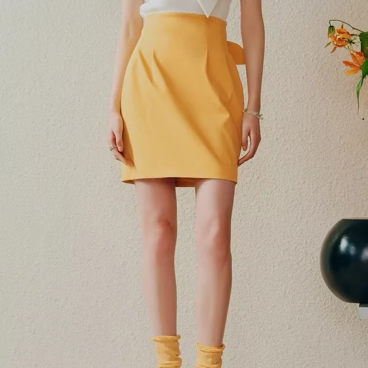 【初依专属】MAXRIENY包臀裙夏款半身后背蝴蝶结裙子半身裙女士