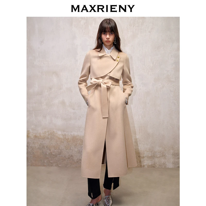 【专用】MAXRIENY极简精致风衣式毛呢大衣秋冬外套长款