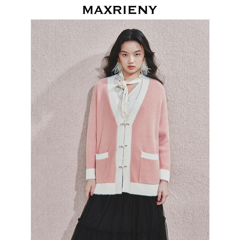 【陈大可专属】MAXRIENY复古浪漫感慵懒针织开衫毛衫新款宽松