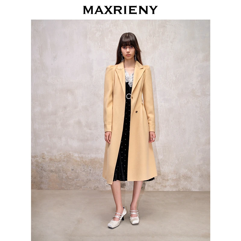 【高高甄选】MAXRIENY灯笼袖收腰双面呢大衣穿搭廓形外套雅丹风