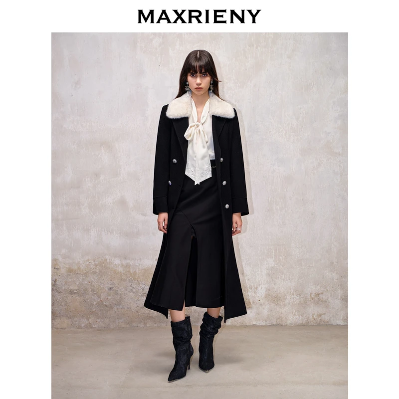【专用】MAXRIENY法式鱼尾大衣秋冬新款双面呢羊毛citywarm