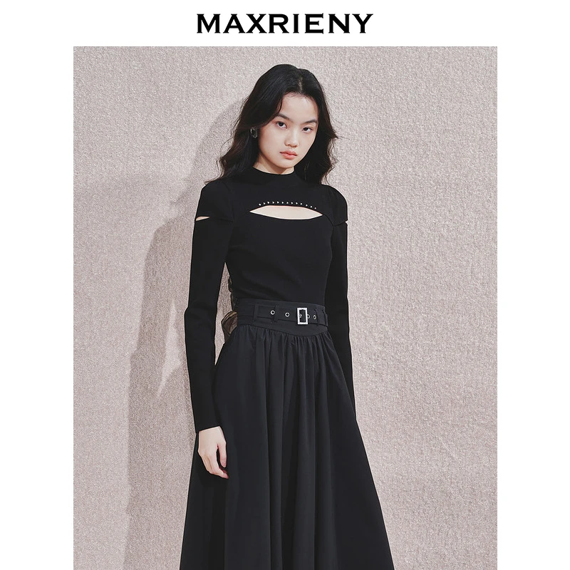 【初依专属】MAXRIENY设计感套头毛衫女秋冬镂空打底衫上衣