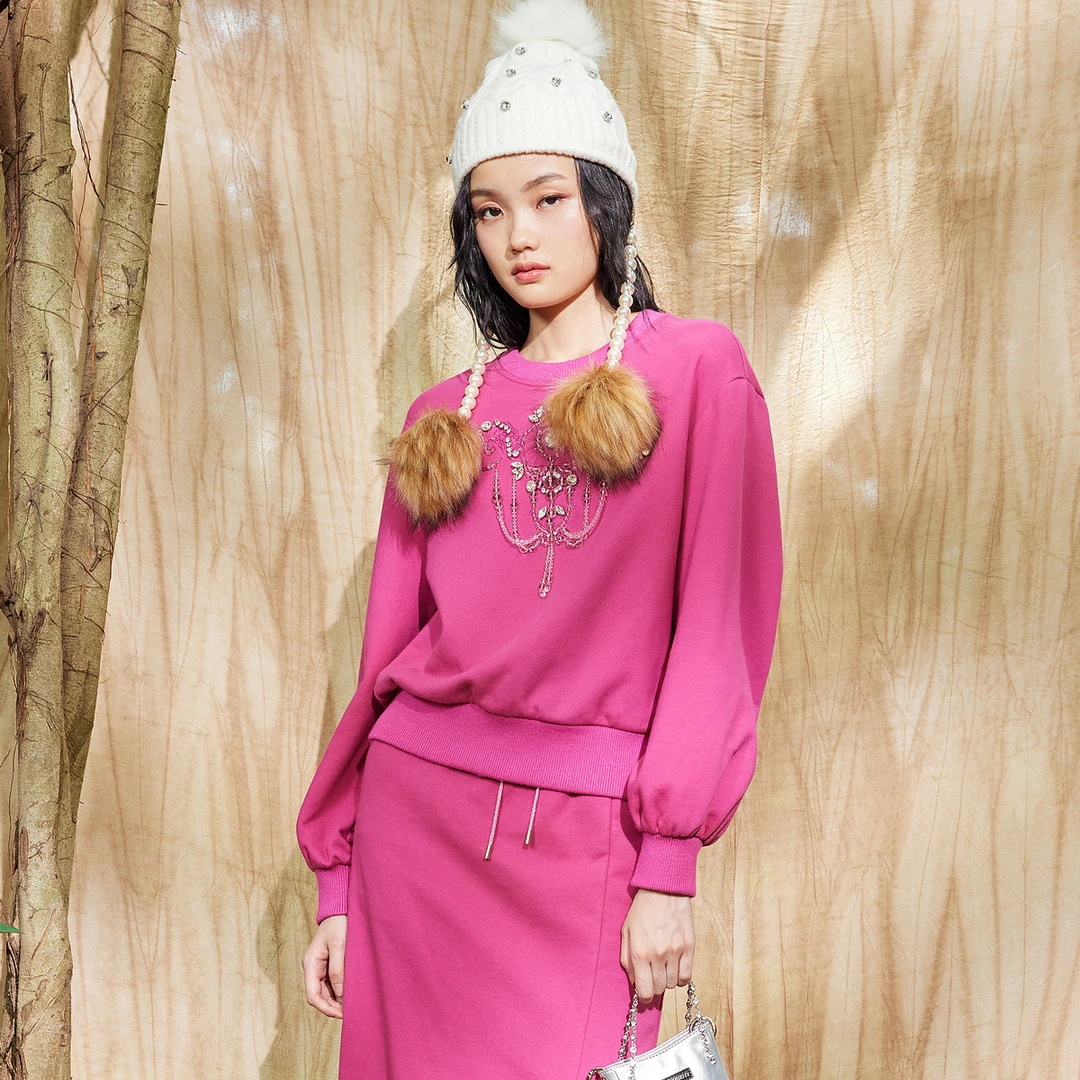 【高高甄选】MAXRIENY休闲运动感卫衣女复古时髦绒衫宽松上衣针织