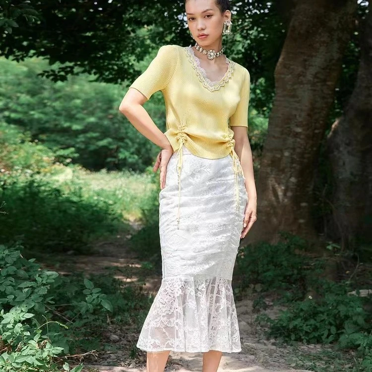 【彭彭echo专属】MAXRIENY蕾丝半身裙