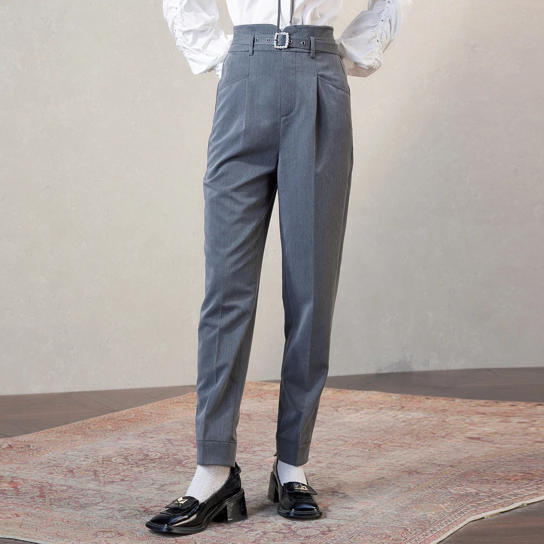 【小花专属】百搭锥形长裤女春款高腰通勤风九分裤子