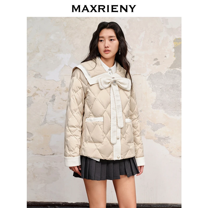 【陈大可专属】MAXRIENY精致复古小香风羽绒服秋冬新款外套女雅丹风