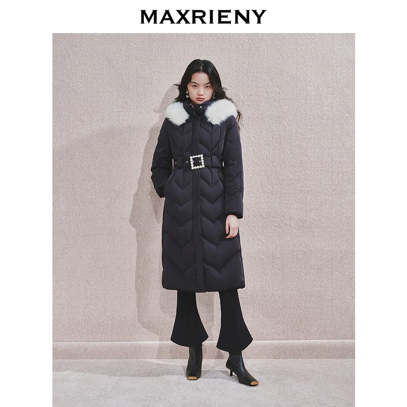【老板娘夏天】MAXRIENY精致优雅感羽绒服长款收腰设计24冬新款保暖
