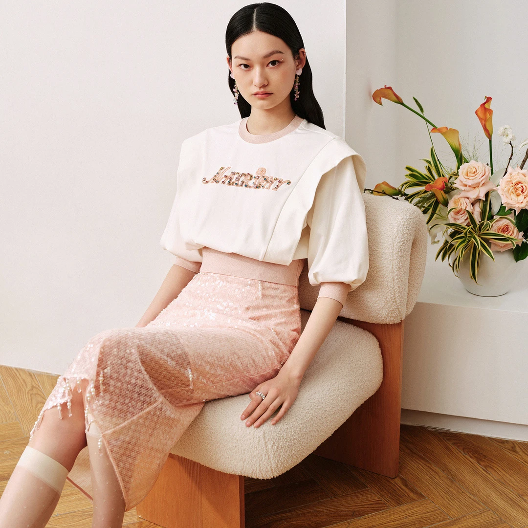 【小余专属】MAXRIENY简约镶钻设计感拼接截短坎肩卫衣女