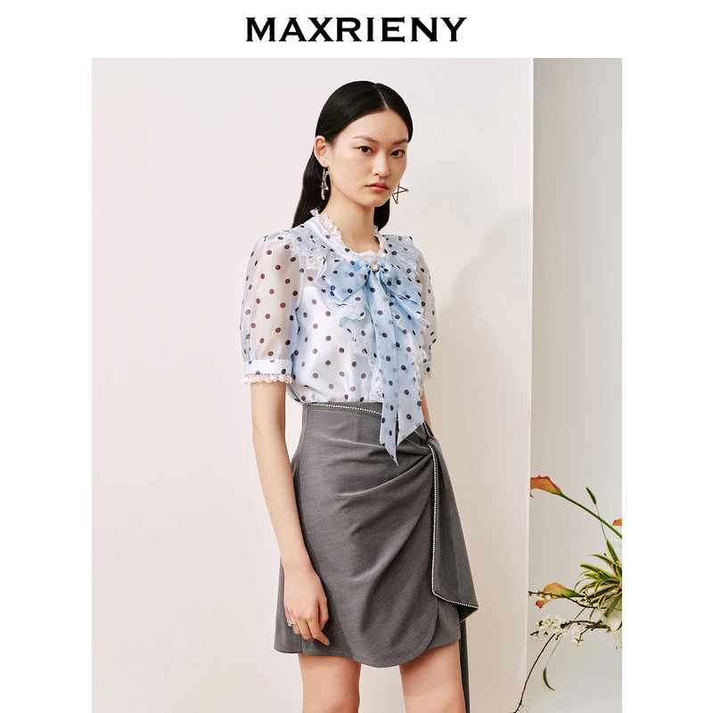 【千颂妮专属】复古荷叶边泡泡袖上衣