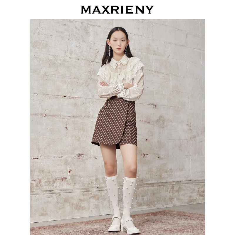 【诗语专属】MAXRIENY波点短裙半身裙A字裙格纹显瘦秋冬时尚套装