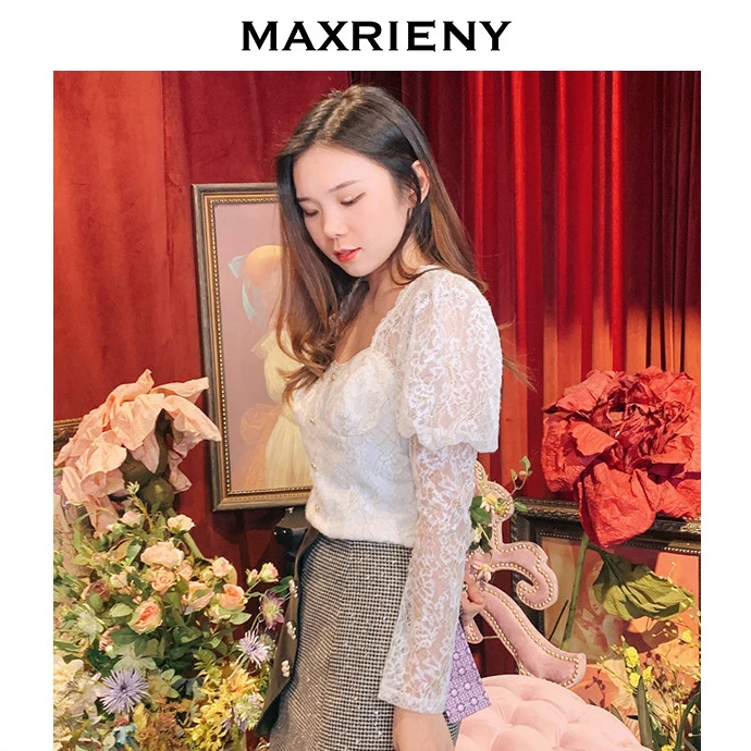 【老板娘夏天】MAXRIENY复古法式镂空蕾丝上衣白色气质设计感小众修