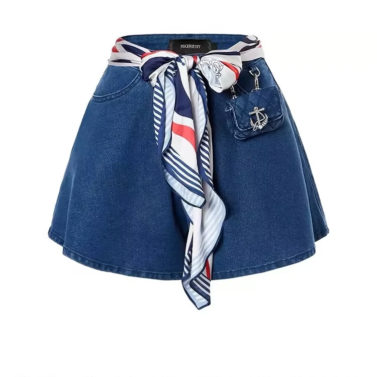 【高高甄选】MAXRIENY蓝色洋气A字牛仔裤时尚百搭显百搭薄荷曼波