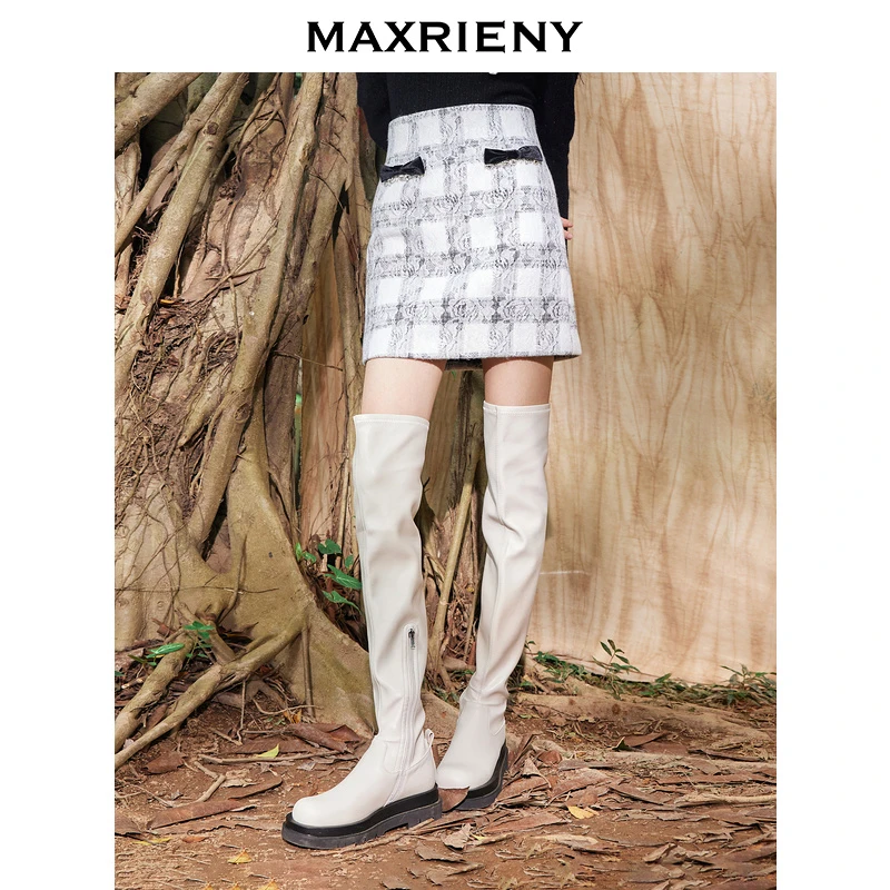 【达人专属】MAXRIENY午夜巴黎半裙冬季新款复古蕾丝短裙A字