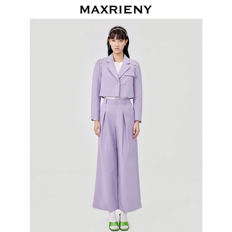 【高高甄选】MAXRIENY复古阔腿裤女春季新款遮肉西裤洋气长裤