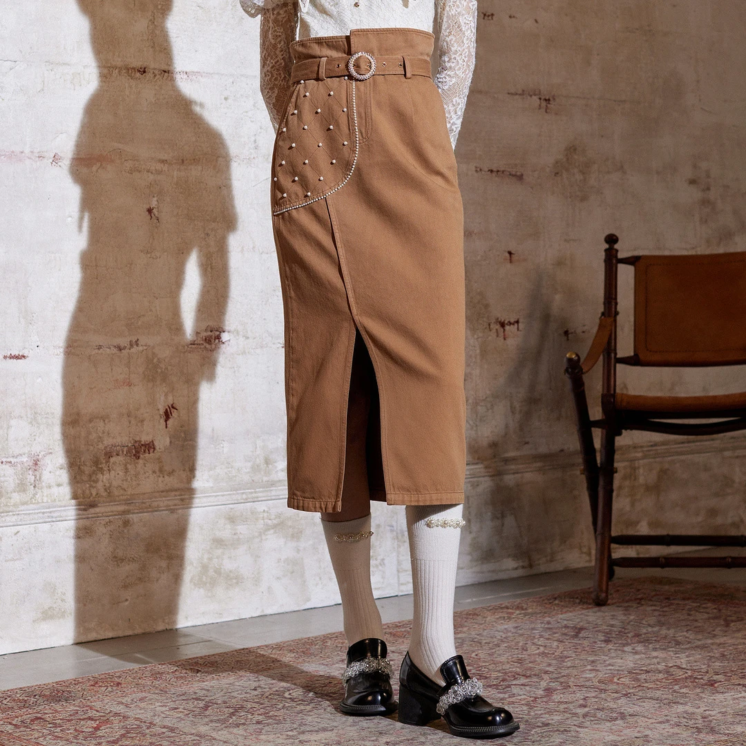 【老板娘夏天】牛仔铅笔裙女秋季高腰半身裙中长款