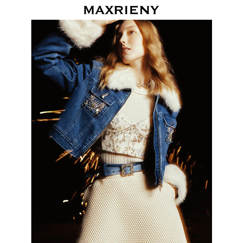【诗语专属】MAXRIENY精致雪花钉珠外套宽松截短廓形上衣女