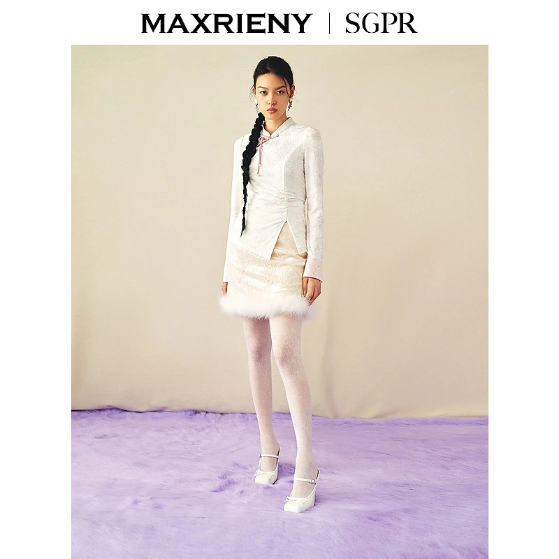 【若谷大大】MAXRIENY贵雅新中式半裙毛绒直身短裙秋冬新款裙子