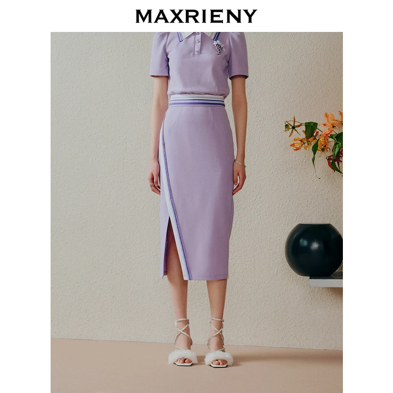 （丫头）MAXRIENY半身裙高腰气质修身显瘦夏季