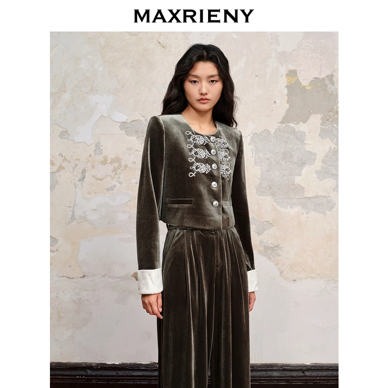 【陈大可专属】MAXRIENY宋锦国风外套新中式老钱风丝绒外套新款