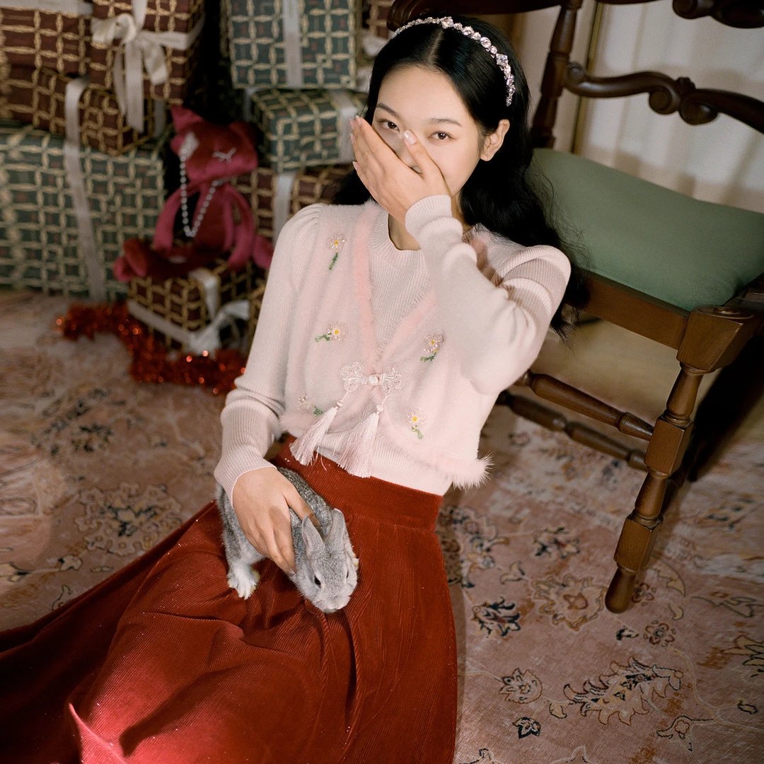【媛媛女王】新国风两件式复古小主风毛衫女2023春季新款