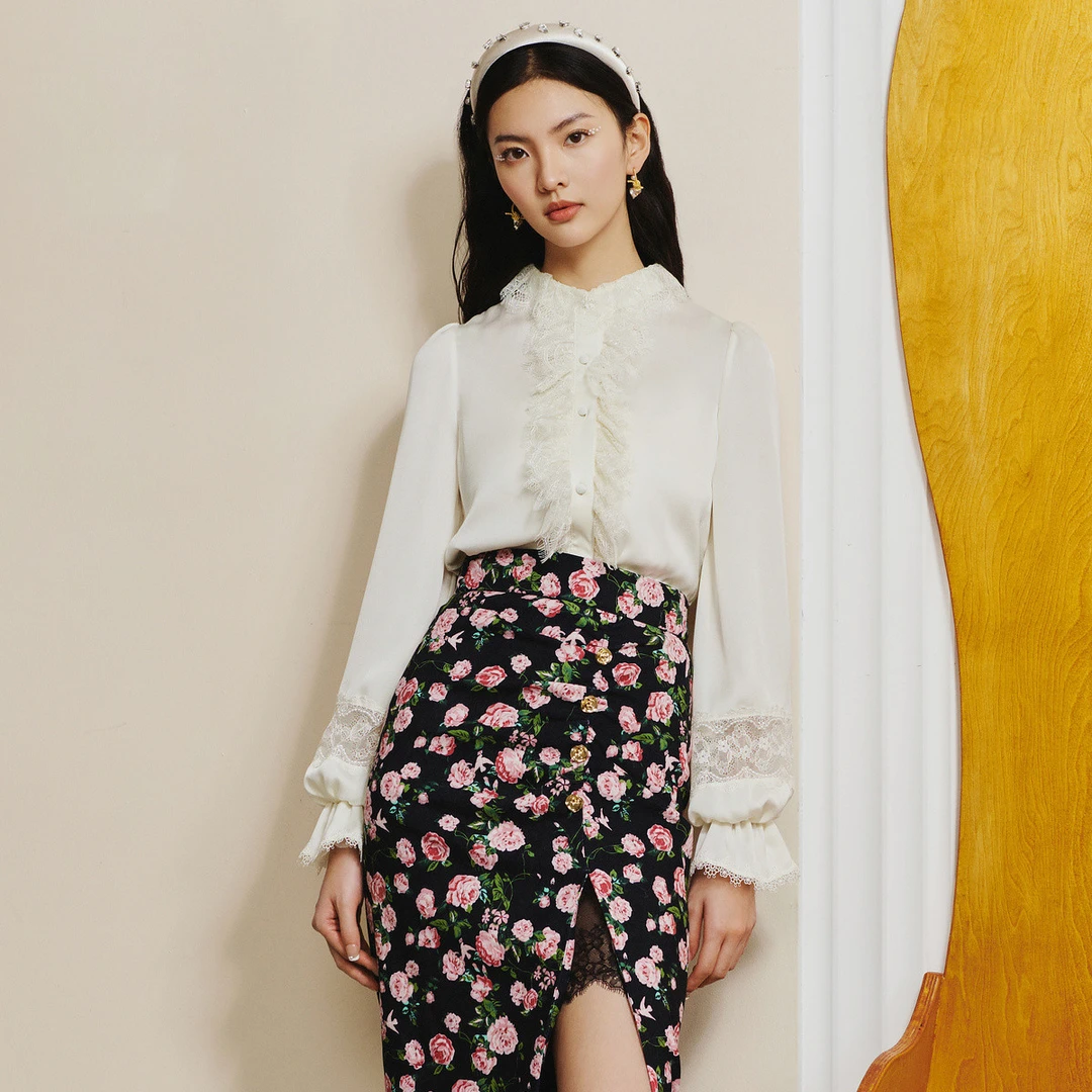 【老板娘夏天】宫廷风设计感蕾丝荷叶边衬衫款上衣女