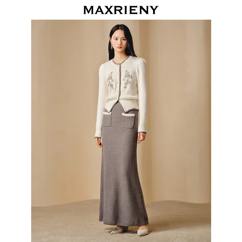 【初依专属】MAXRIENYMAXRIENY直筒毛织半裙24年冬