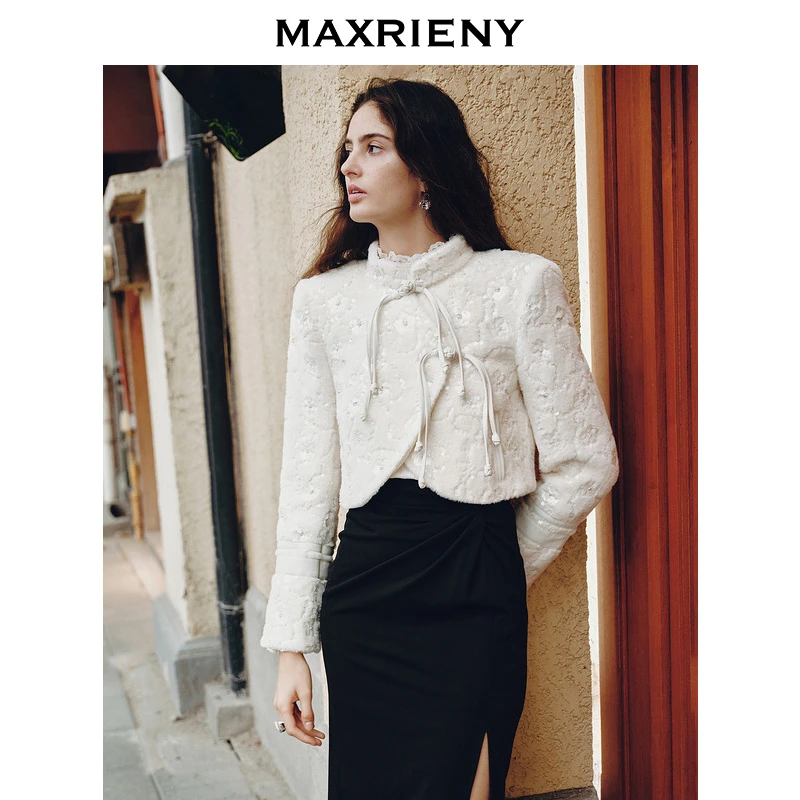【诗语专属】MAXRIENY新中式绣花外套截短版型秋冬盘扣棉服女