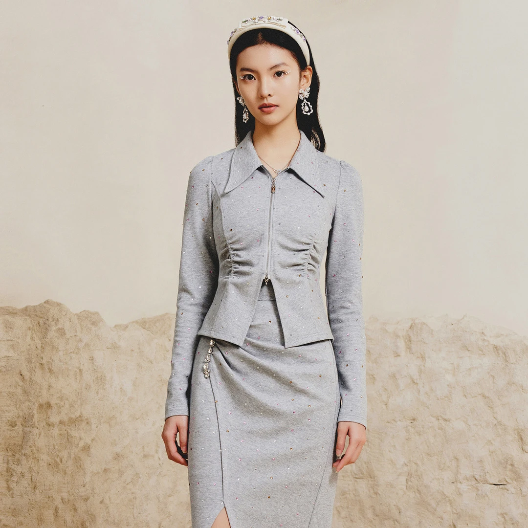 【高高甄选】MAXRIENY设计感拉链翻领衬衫2023春季新款打底上衣女