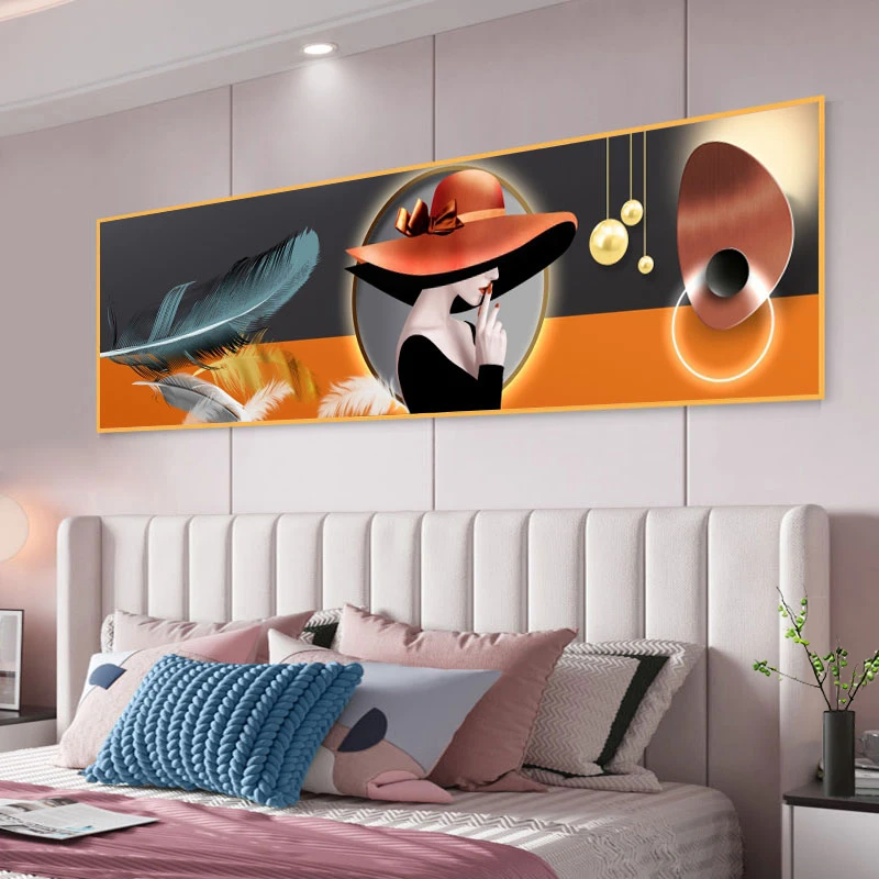 主卧室床头装饰画自粘壁画轻奢墙纸防水墙贴画女生现代床头装饰画