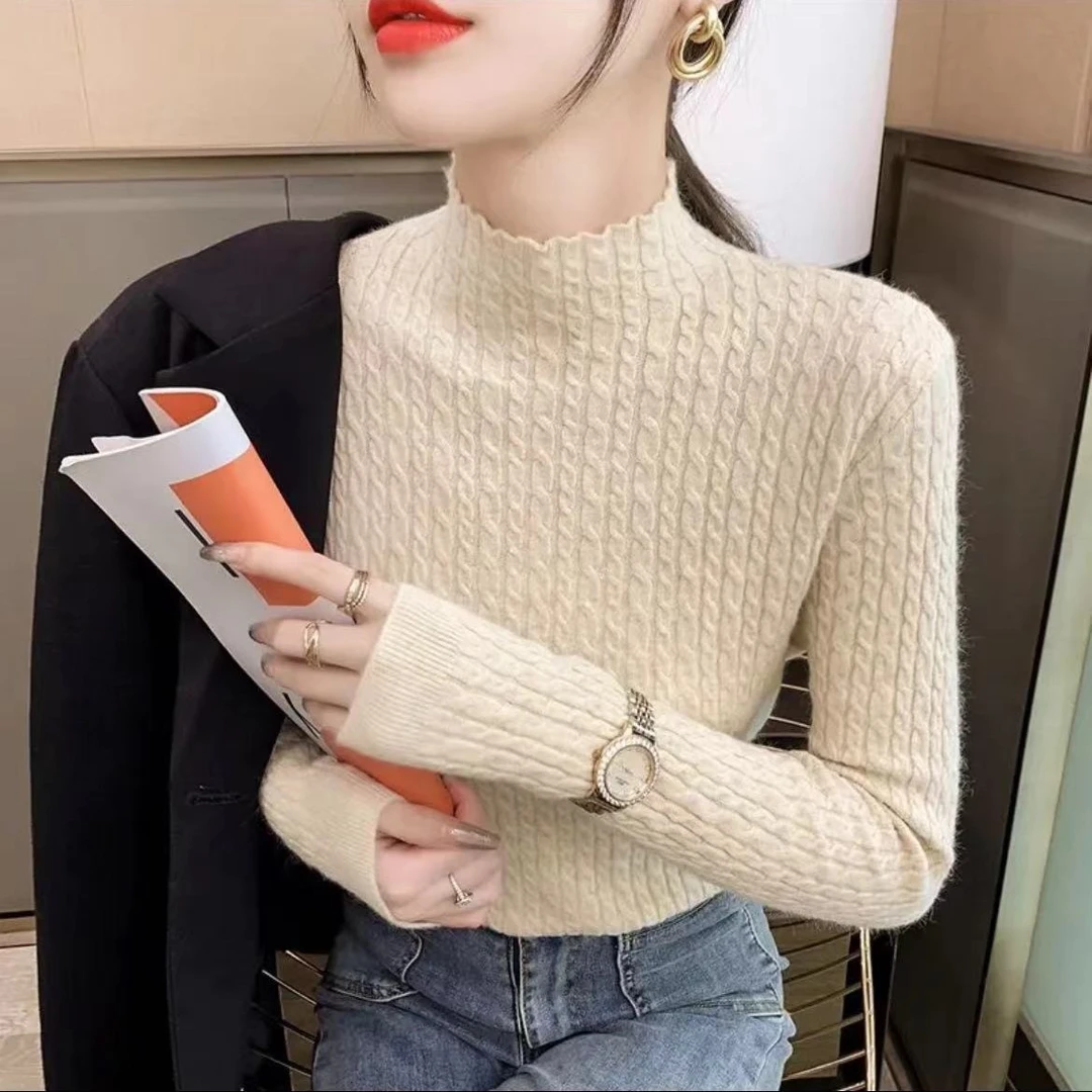 秋冬打底衫上衣洋气半高领时尚长袖百搭显瘦内搭毛衣加厚半高领领