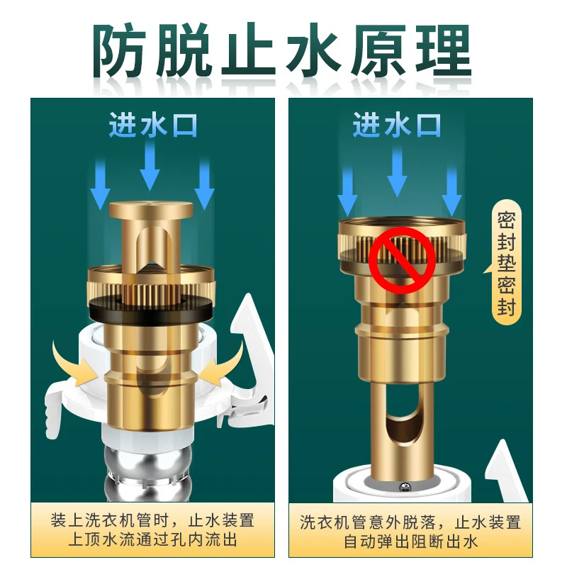 洗衣机阳台水龙头止水阀通用防脱落自动止逆阀家用4分水嘴转接头