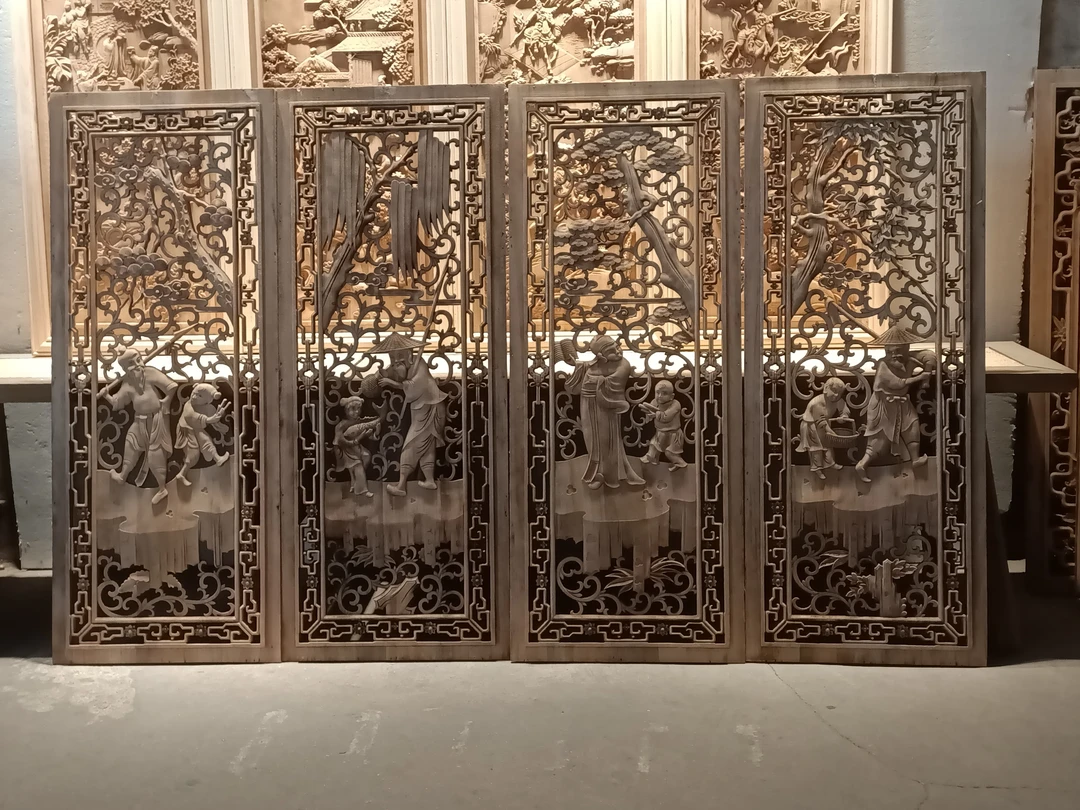 东阳木雕渔樵耕读木雕（定制类不允许退换货）