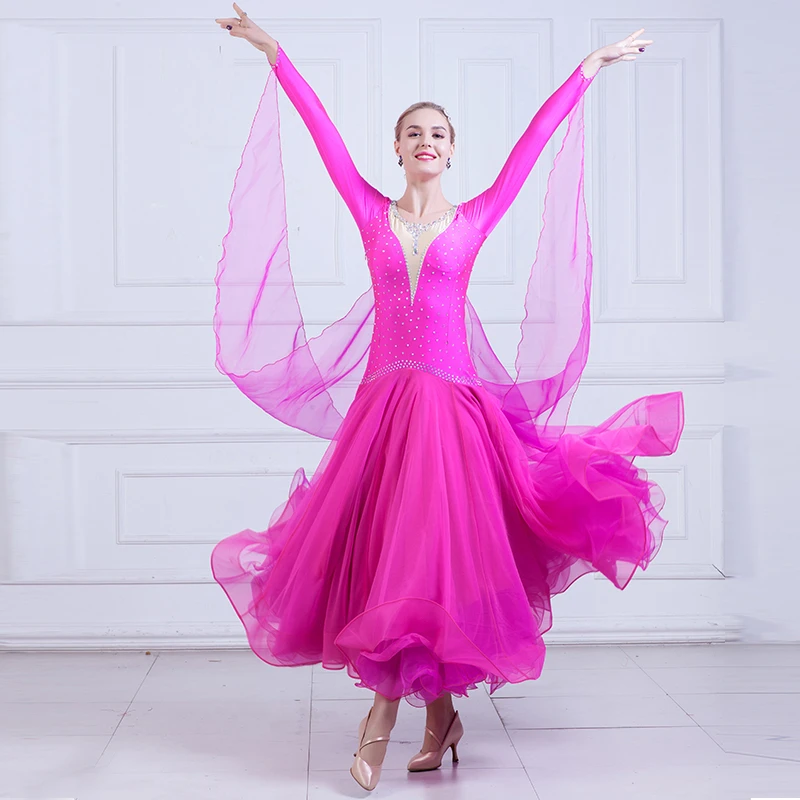 摩登舞裙新款国标舞连衣裙比赛服 华尔兹演出服交谊舞大摆裙