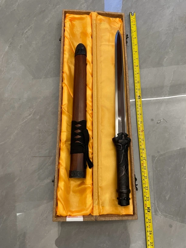 1726合金酸枝木花纹钢短款剑未开刃