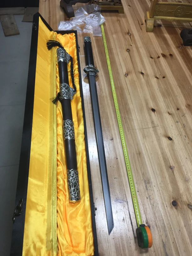 904纯手工白铜黑檀乌兹钢烧刃唐横未开刃