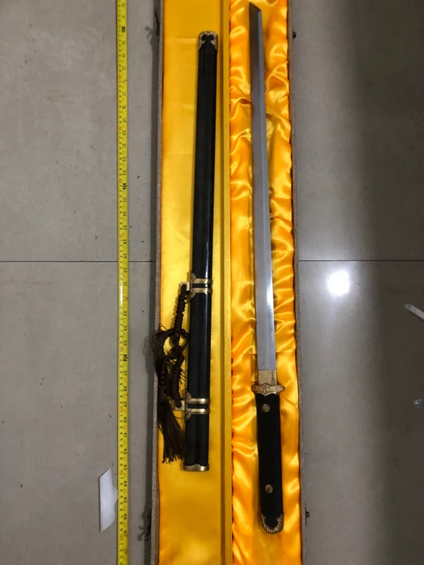 779龙泉市鱼皮黄铜花纹钢烧刃唐横未开刃