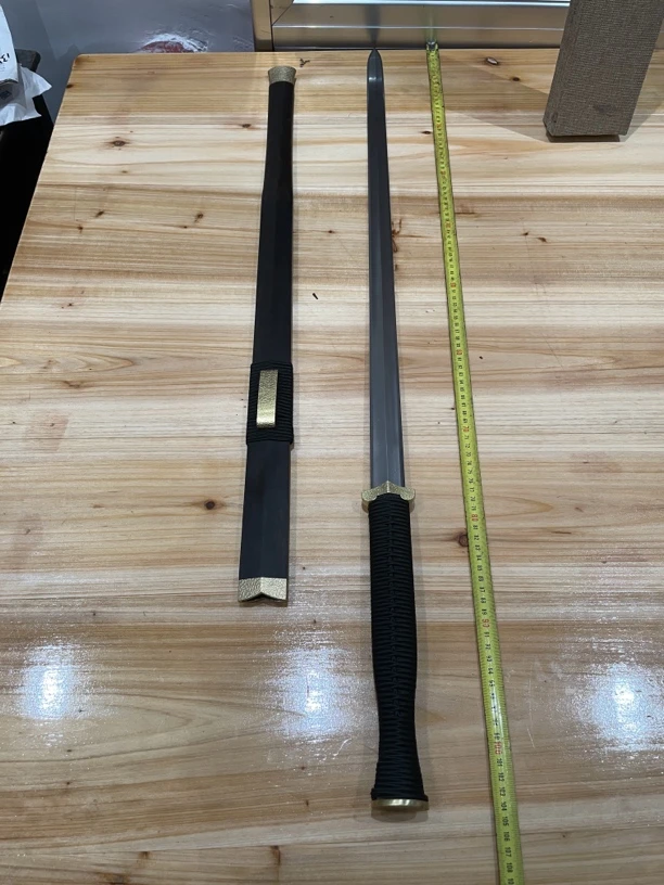 1698铜天梯天星纹黑檀木长款汉剑未开刃