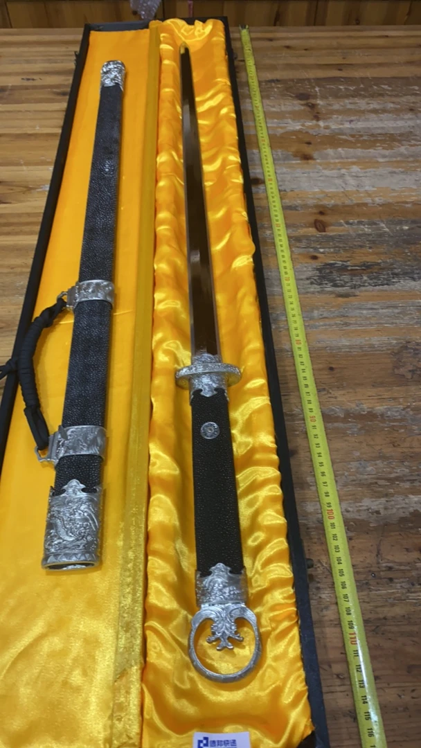 1260纯手工 软鱼皮 毛殒山水夹钢 唐剑 未开刃